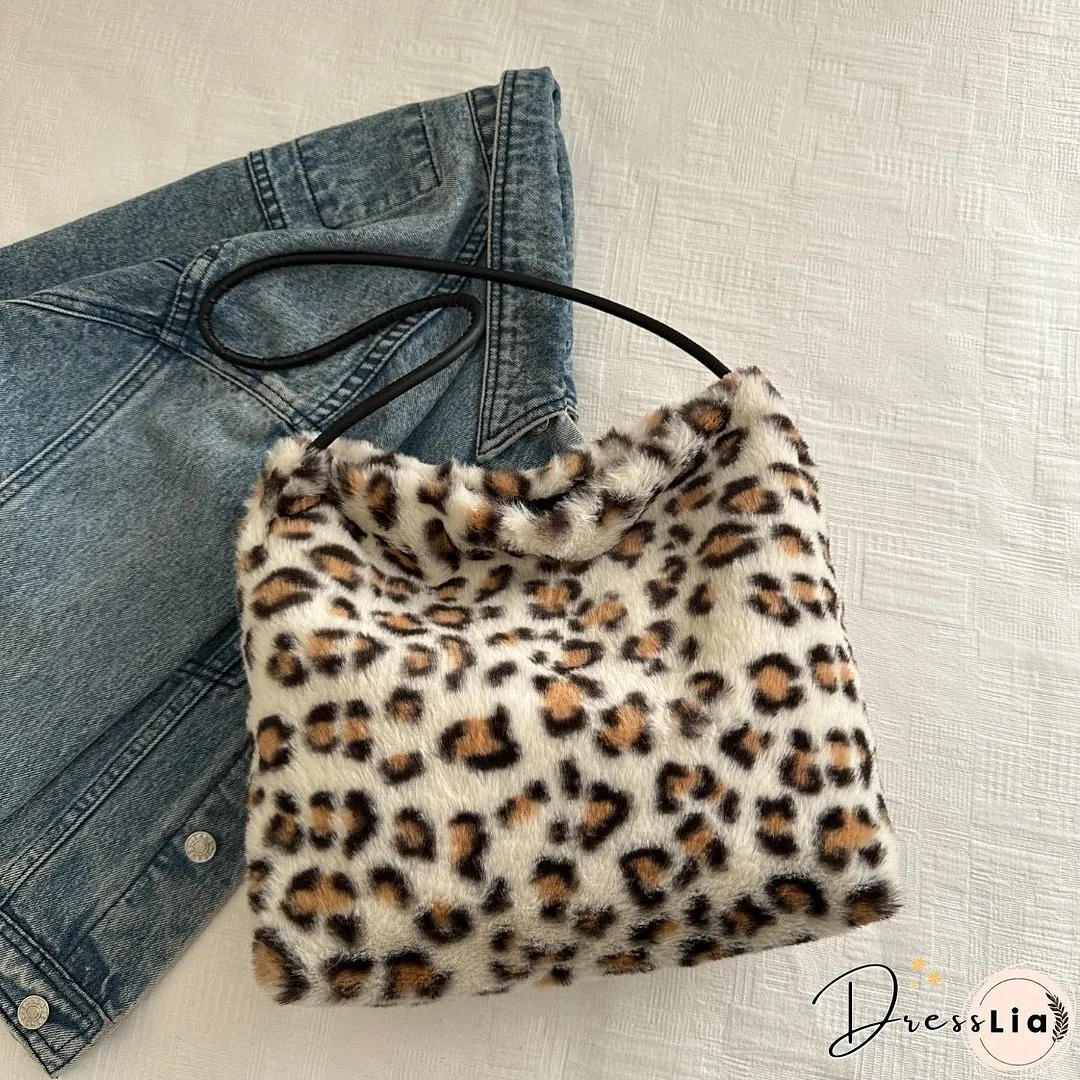 Leopard Furry Shoulder Bag