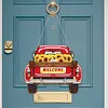 DIY Diamond Painting Truck Decor Wooden Welcome Sign with 12 Interchangeable Holiday Icons, Farmhouse Style Hanging Kit
