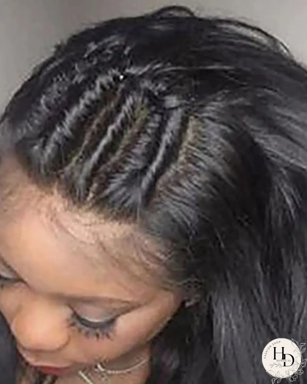 Unprocessed Human Hair Lace Front Wig Straight Brown Natural Black Wig