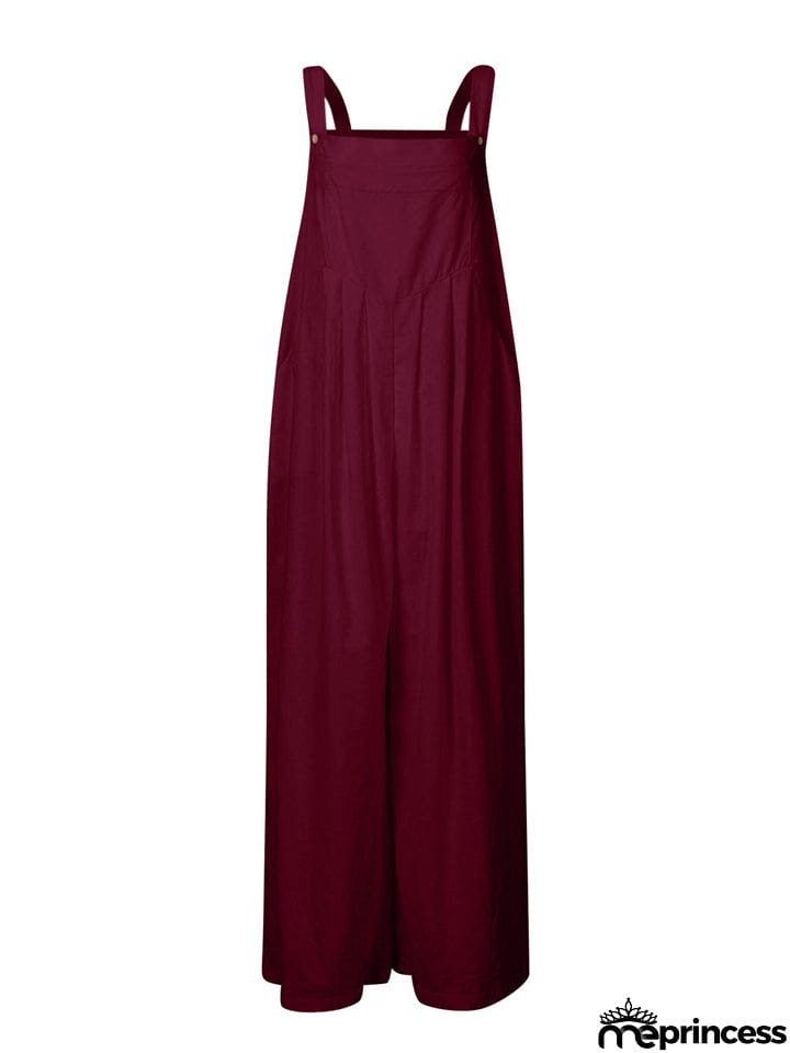 Women's Casual Cotton Linen Wide Leg Holiday Jumpsuits
