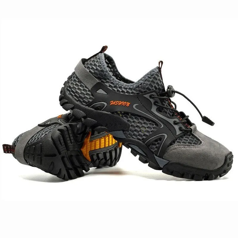VEAMORS Outdoor Sneakers Non-slip Hiking Shoes For Men Women Walking Trekking Sneakers Unisex Breathable Mesh Upstream Shoes