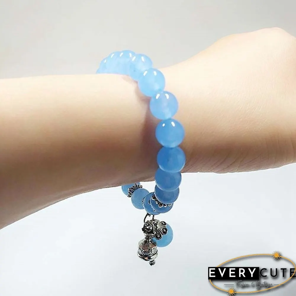 Natural Crystal Bracelets Chalcedony Stone Bracelet Women Ethnic Style Ladies Fashion Handmade Beaded Hand Jewelry