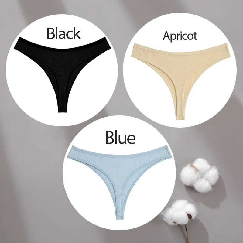 3PCS/Set Cotton Panties G-String Women Panties Sexy Underwear Female Lingerie Thong Briefs for Woman Solid Color Intimate Pantys