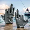 Fishing Gloves for Men 3 Fingers Cut Gloves Angling Cycling Sports Gloves(Black)