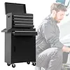 [US Local Warehouse] Large Detachable Toolbox with Double Door & Wheels Sliding Drawers Tool Chest Large Capacity Mechanic Tool Storage Box Metal Tool Cart for Garage Tool Room