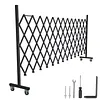 [US Local Warehouse] Retractable Outdoor Fence Expandable Barricade with Casters Free Standing Safety Barrier 0-180 Degree Rotating Folding Safety Gate Railing for Garage Home  (Dark Brown 61 in-11 Feet H-L)