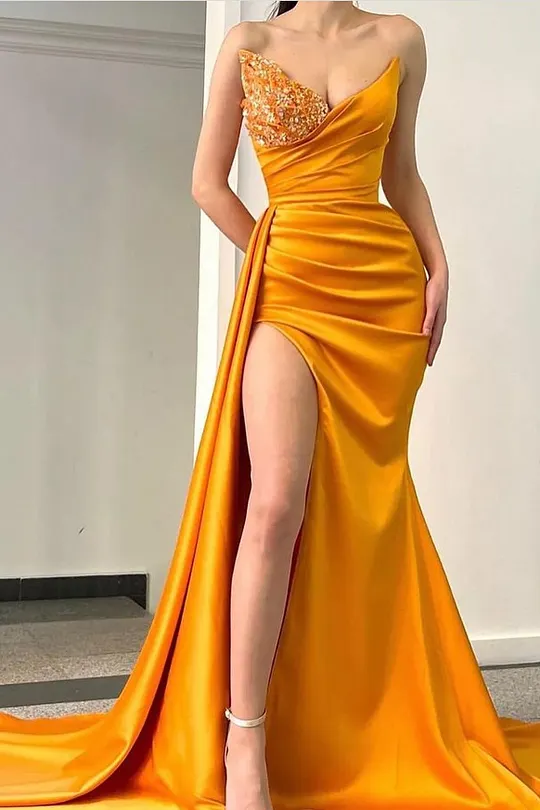 sachin and babi light blue dress Sheath One-Shoulder Sleeveless Floor-Length Blackn Satin Prom Dress, S main image 1