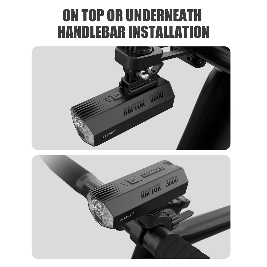 RAPTOR-3000 Ultra High Lumen Bike Front Light & LOOP-100 Smart Brake Bike Tail light