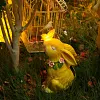 Statue de jardin lapin avec lumi&egrave;re solaire papillon