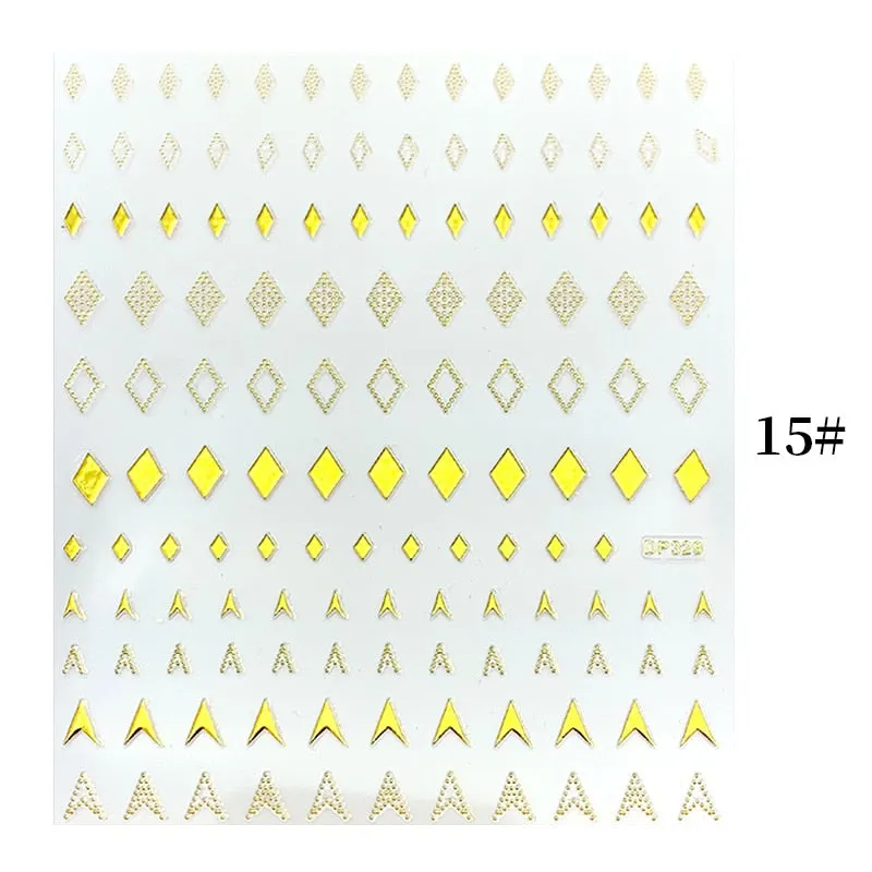 1 Sheet Christmas 5D Nail Stickers Gold And Sliver Snowflakes Transfer Nail Decals Slider Decoration For Manicuries