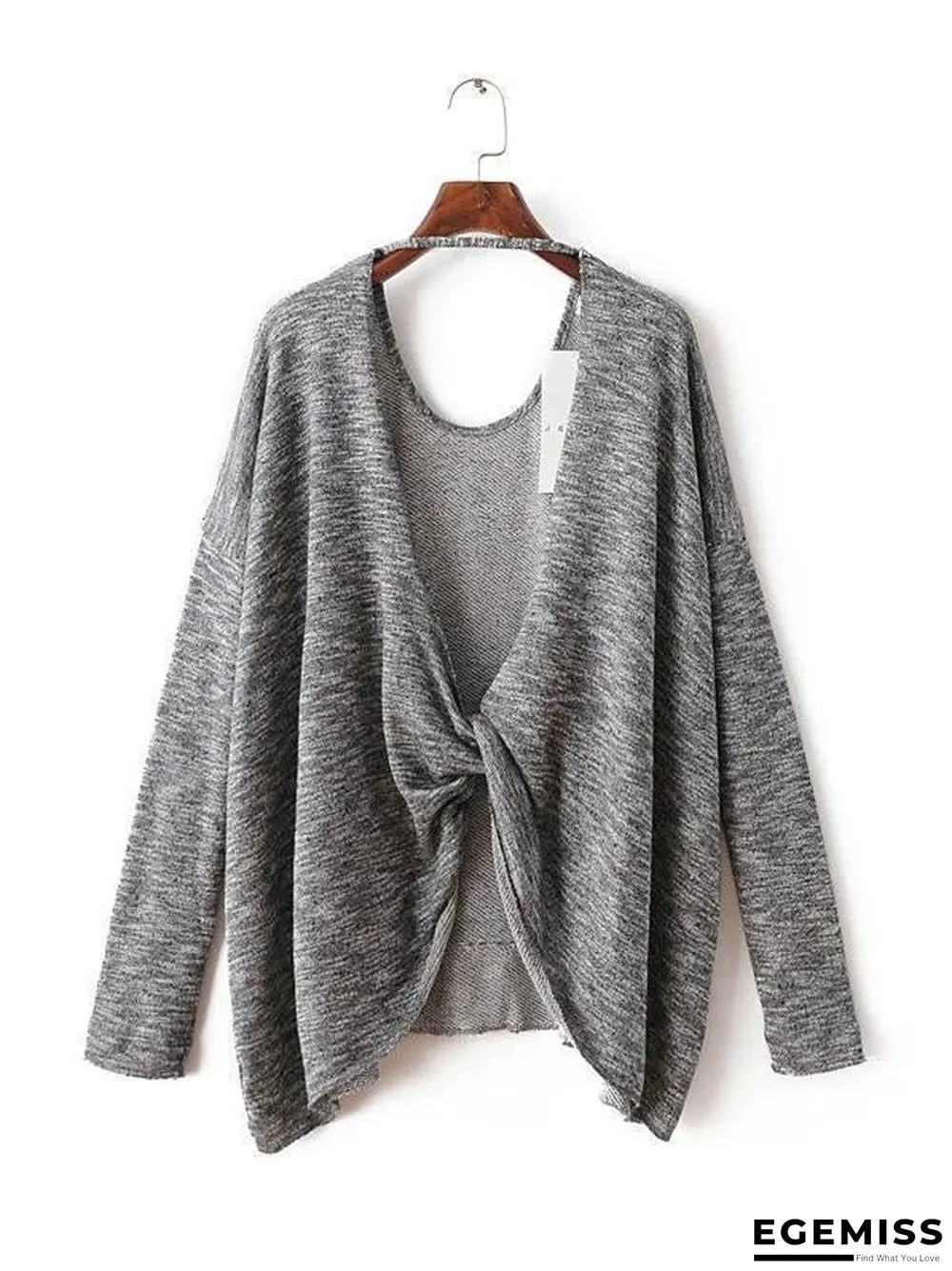 Loose Long Sleeves Backless Sweater Tops | EGEMISS