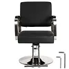 [US Local Warehouse] Hairdresser Barber Salon Chair Capacity 420 Lbs Barber Chair with Heavy Duty Hydraulic Pump 360 Swivel Adjustable Styling Equipment for Barbershop Home Hairdresser (Silver)