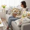 Easter Bunny Eggs Throw Pillow Covers 18x18 Inch He Is Risen Bunny Floral Eggs Farmhouse Easter Cushion Covers for Sofa Couch Bed Livingroom