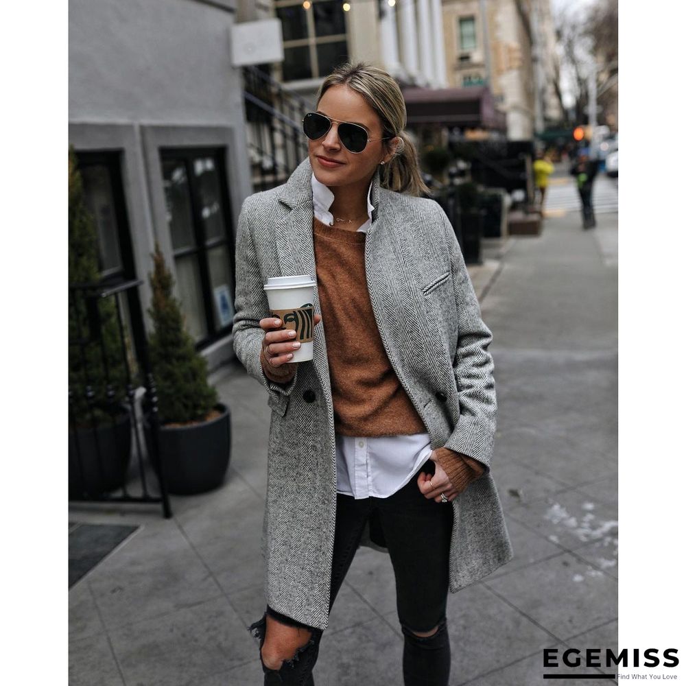 Autumn and Winter Casual Women's Coat Ins Loose Commuter Multicolor Coat | EGEMISS