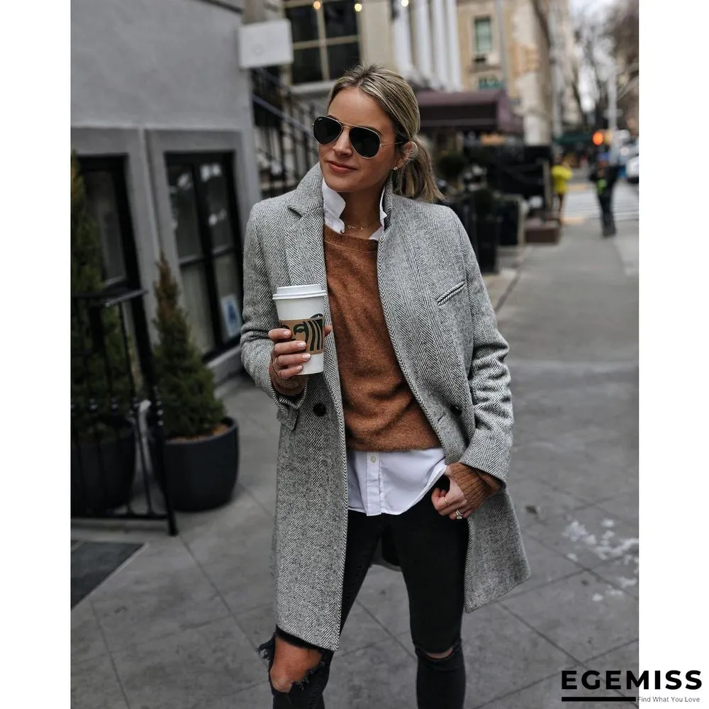 Autumn and Winter Casual Women's Coat Ins Loose Commuter Multicolor Coat | EGEMISS