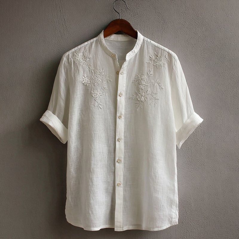 Men's Japanese Floral Artistic Casual Short-sleeve Shirt elevenforest