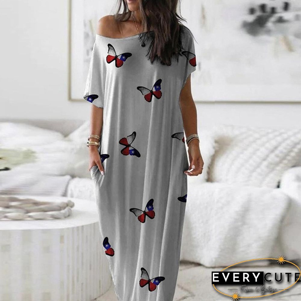 Plus Size Xs-5Xl Women Loose Casual Short Sleeve Moon Stars Print Maxi Dress Home Clothes Soft Long Dresses Homeware Vestidos Casuales