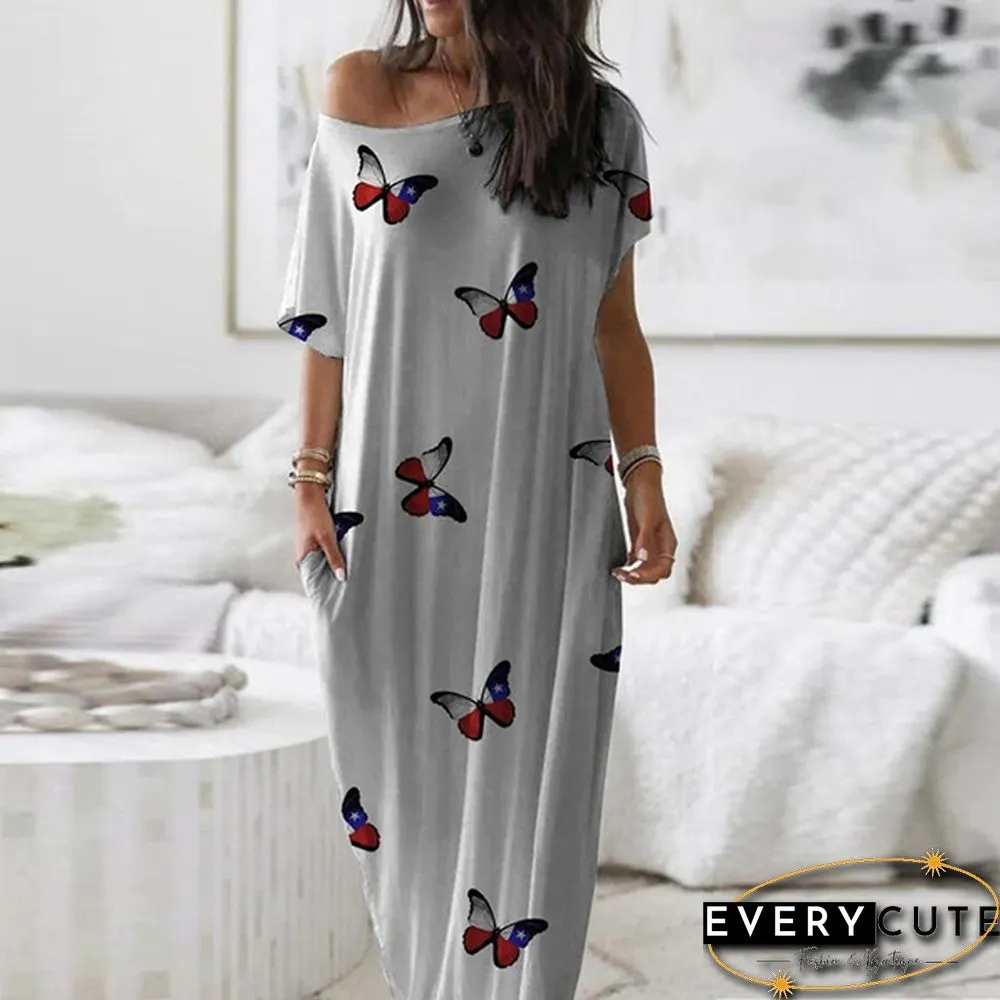 Plus Size Xs-5Xl Women Loose Casual Short Sleeve Moon Stars Print Maxi Dress Home Clothes Soft Long Dresses Homeware Vestidos Casuales