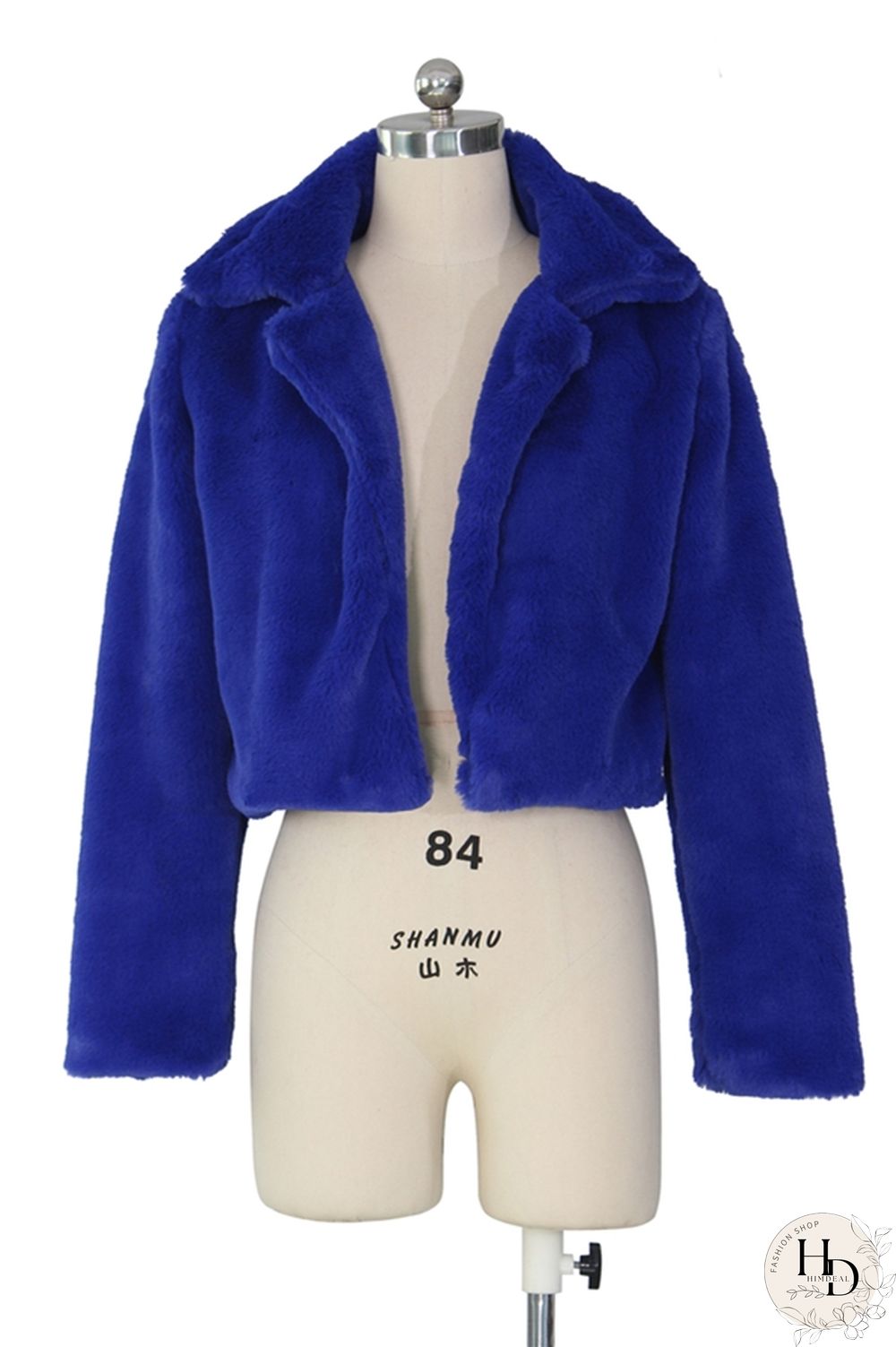 rose red Turndown Collar Solid Fur Pure Long Sleeve