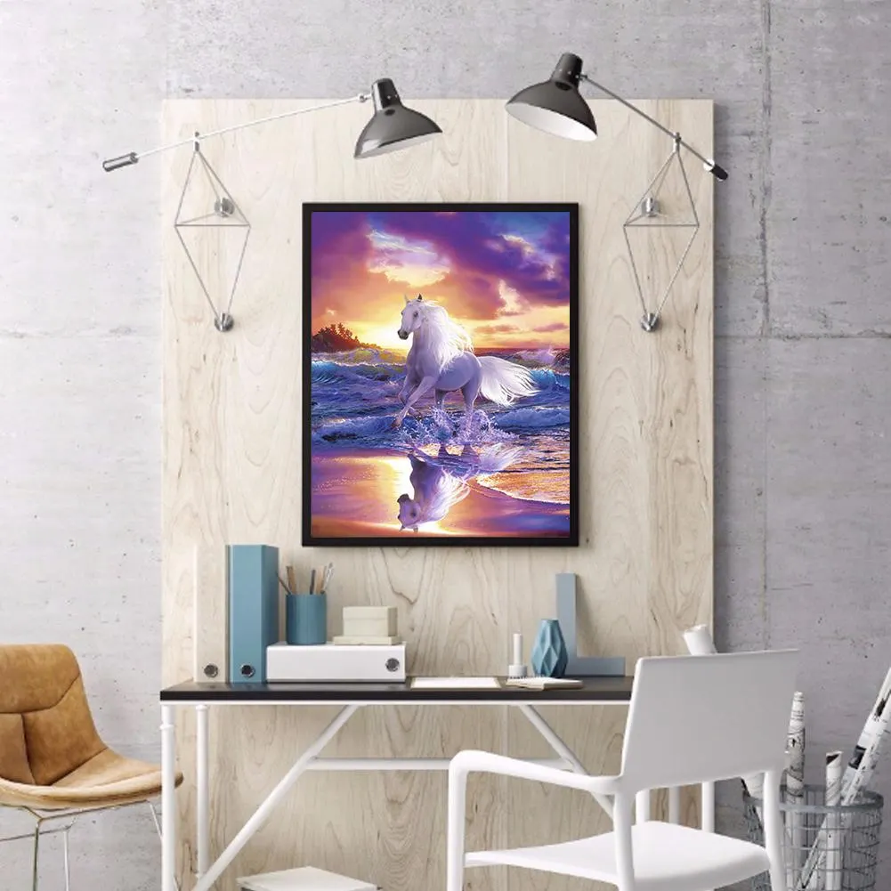 Diamond Painting - Full Round Drill - White Horse(30*40cm)