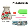 (US Local)Acrylic Wooden Rose Bag Shape Diamond Painting Piggy Bank Storage Box Kit