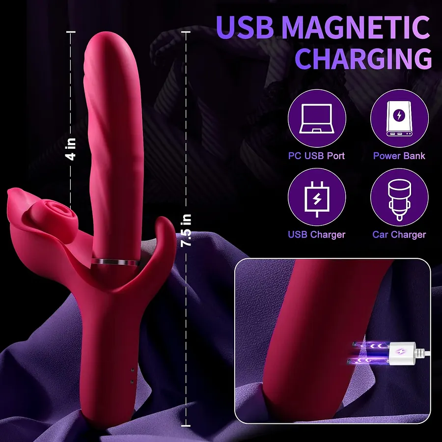 Ximena - 10 Thrusting & 10 Flapping & 10 Vibration 3-in-1 Thrusting Dildo  Rabbit Vibrator