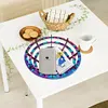 (US Local)Flower Diamond Painting Wooden Serving Tray Decorative Diamond Art Fruit Tray(B)