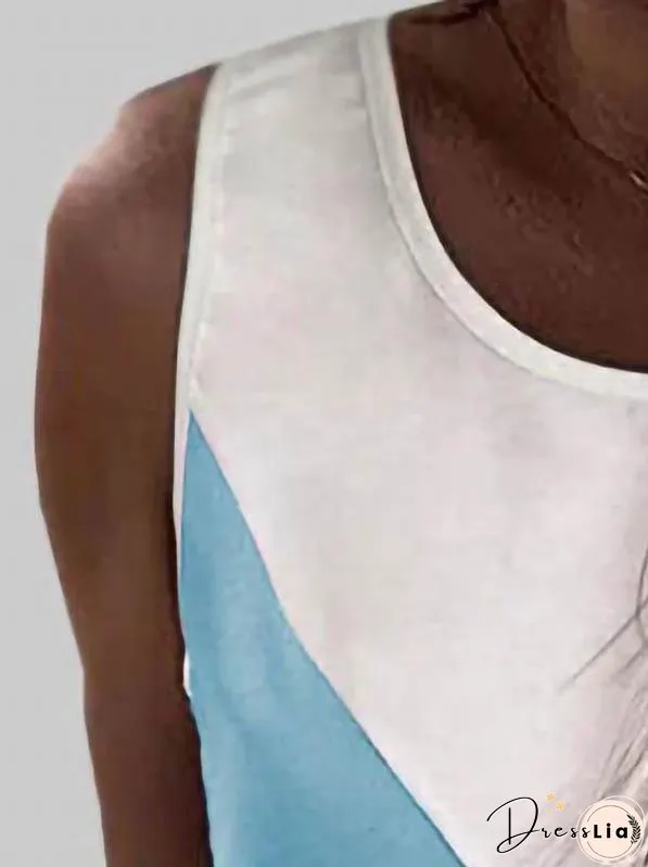 Loose Contrast Stripes Print Tank Top
