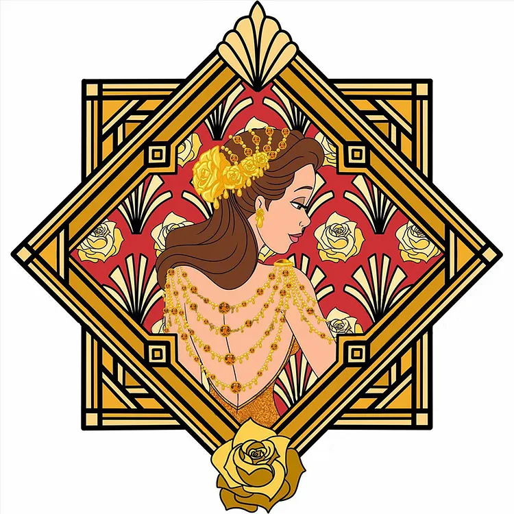Flower Frame Woman 40*40CM(Canvas) Full Round Drill Diamond Painting gbfke