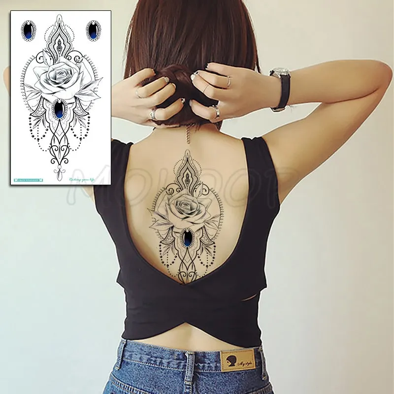 Temporary Tattoo Sticker Totem Flower Arrow Color Sexy Chest Back Fake Tatoo Waterproof Flash Tatto Body Art for Woman Girl