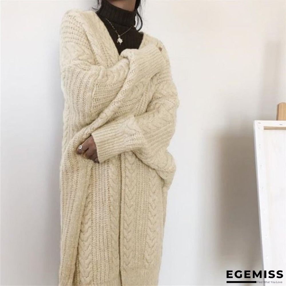 Autumn New Long Knit Cardigan Long Sleeve Lazy Twist Sweater Coat | EGEMISS