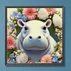 >SALE<5D DIY Full Round Drill Diamond Painting Hippopotamu Flowers Kit Decor 30x30cm