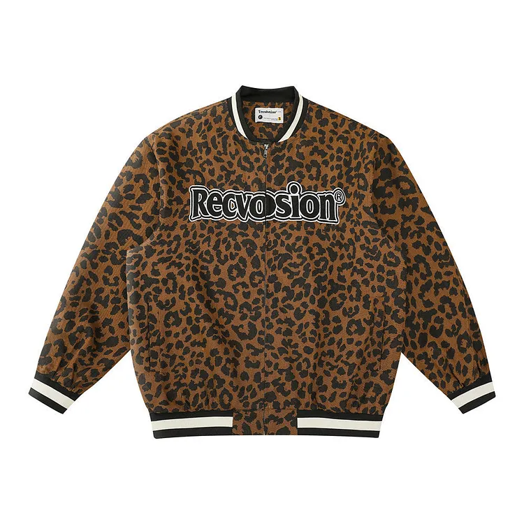 Letterman Jacket Outfit Senior Jackets Varsity Baseball Coat Letter Embroidery Leopard Print Jacket Coat Men