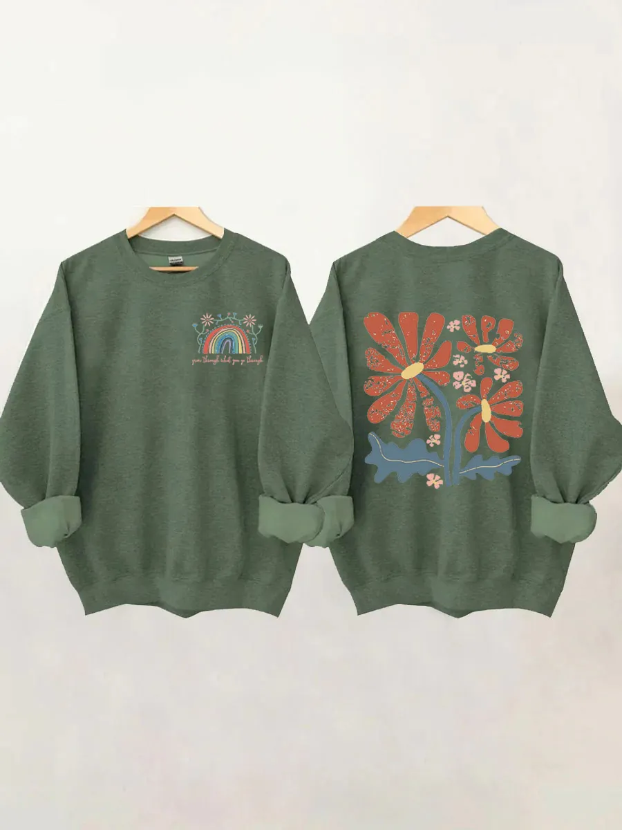 Grow Through What You Go Through Boho Flowers Sweatshirt