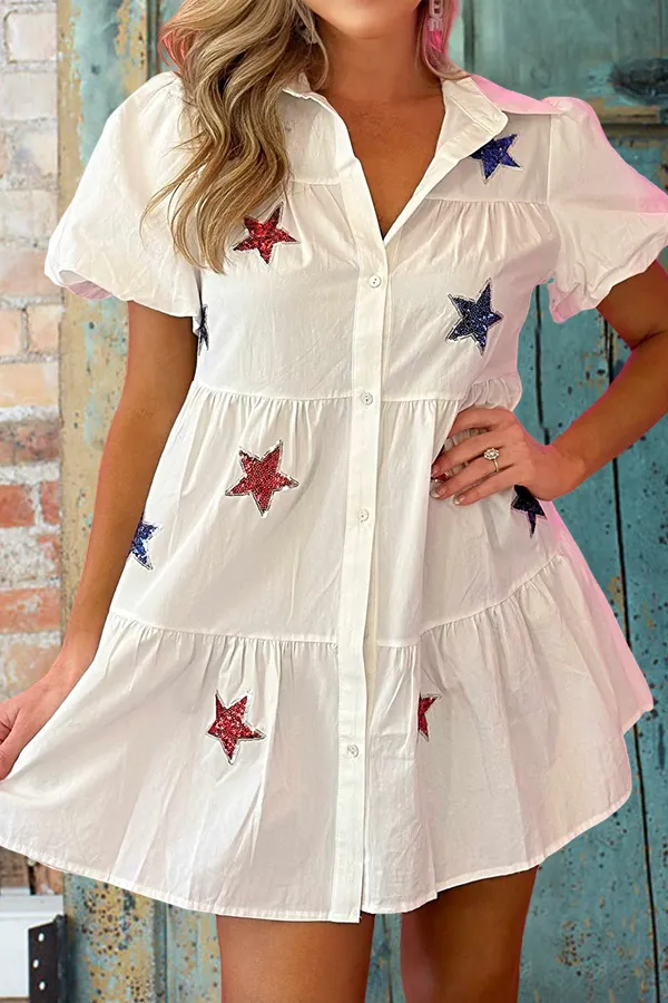 Sparkling Star Sequin Ruffle Dress
