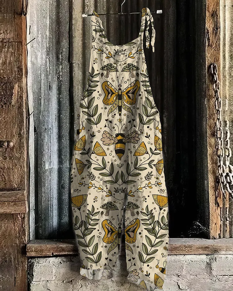 Bees and Moths Pattern Casual Jumpsuit