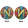 (Upgrade Size)DIY Double Sided Diamond Painting Alphabet Family Last Name Initial Sign Ornament with Chain Window Hanging Kit