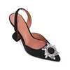 Women's 95mm High Heels Crystal Rhinestone Slingback Pumps Shoes For Wedding Party 