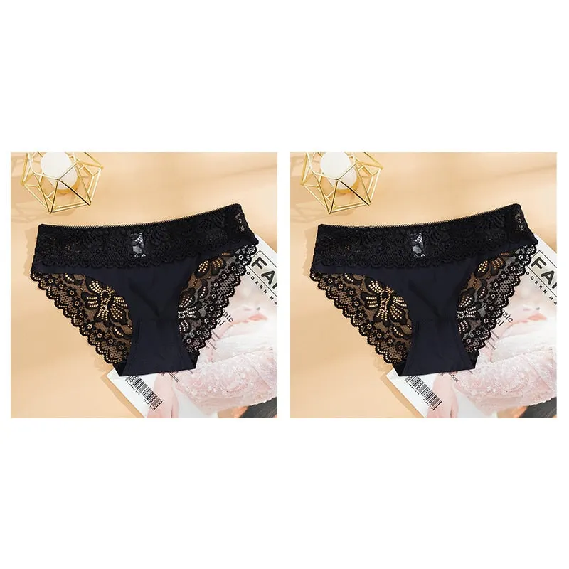 2PCS/Set Lace Panties Seamless Women's Underwear Soft Lingerie Intimate Sexy Female Underpants Comfortable Floral Pantys