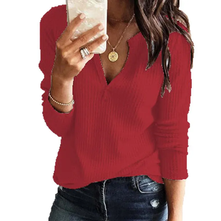 V-neck long sleeve top