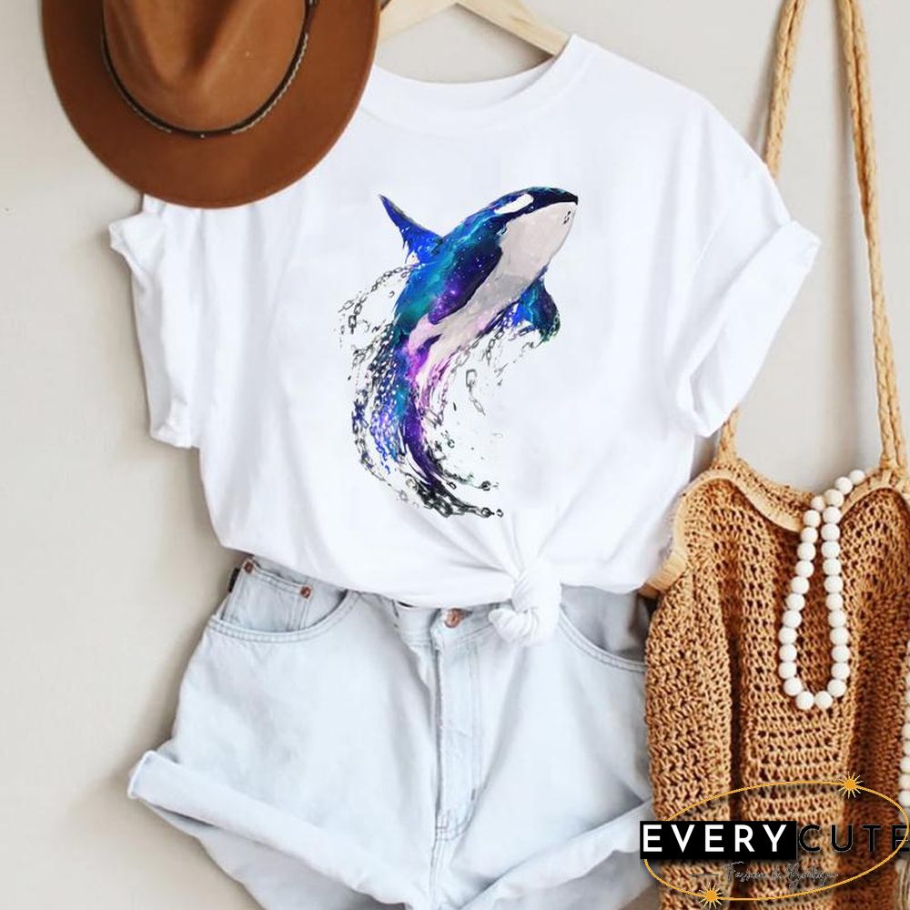 Women Cartoon Leopard Star Love Letter Trend 90S Fashion Summer Lady Print Tee Graphic T Top Female Tshirts Clothes T-Shirt