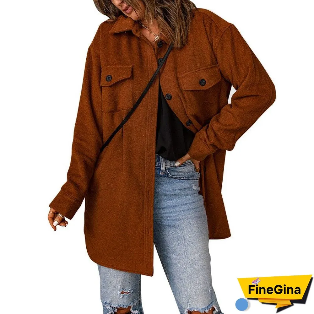 Fashion Corduroy Coat Women's Winter New Solid Color Single-breasted Casual Lapel Woolen Coat Women