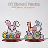 2pcs/set DIY Special Shape Diamond Painting Easter Bunny Egg Wooden Desk Ornament Craft Decor Kit