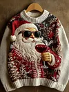 Women's Christmas Pattern 3D Decoration Round Neck Loose Sweatshirt