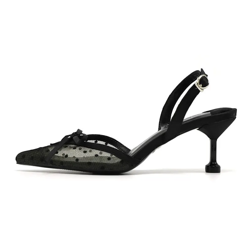 2019 Brand Slingback Lace Women Pumps Elegant Pointed toe Thin heeled Office lady Shoes High heels Female Sandals Summer Shoes