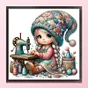Gnome Sewing-11CT Stamped Cross Stitch 50*50cm/19.69*19.69in