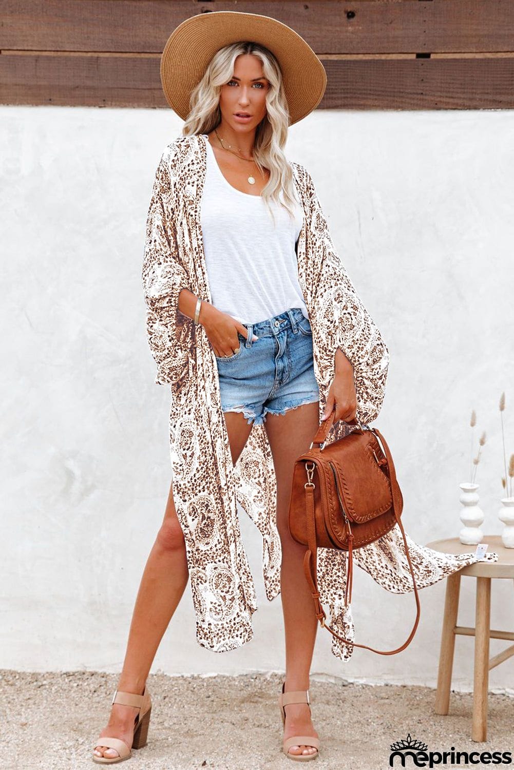 Dolman Sleeves Printed Kimono