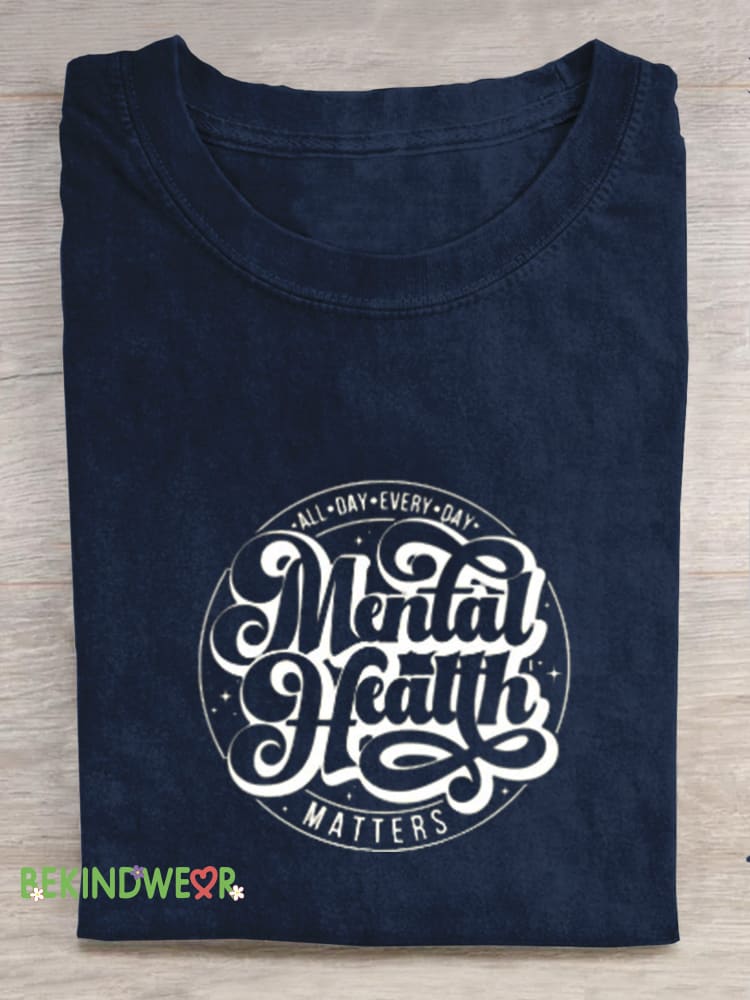 Mental Health Matters Printed Casual Round Neck Short Sleeve T-Shirt Multicolor / S