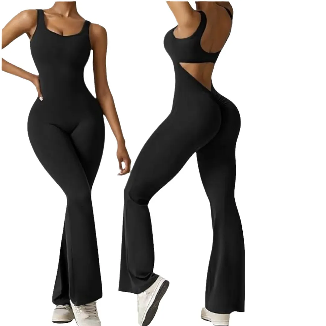 Nigikala Nigikala Women's Sleeveless Horn Jumpsuit Sexy Bare Back Vest Tightening Hip Yoga Jumpsuit