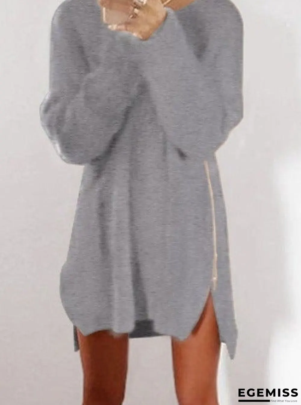 Casual Loose Zip Sweater Dress | EGEMISS